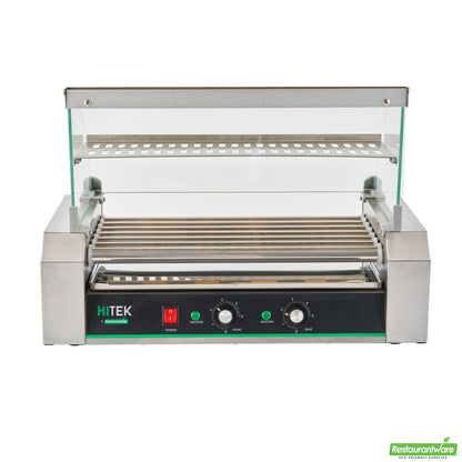 Wholesale Restaurantware Hi Tek Stainless Steel Hot Dog Roller Grill Warmer - Fits 18 Hot Dogs and 4 Buns, Sneeze Guard - 1 Count Box- Bulk
