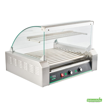 Wholesale Restaurantware Hi Tek Stainless Steel Hot Dog Roller Grill Warmer - Fits 30 Hot Dogs and 4 Buns, Sneeze Guard - 1 Count Box- Bulk