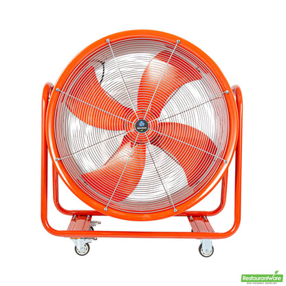 Wholesale Restaurantware Wind Blade Red Portable High Velocity Ventilator Drum Fan - Tilt Head, 3/4 Hp, 9,286 Cfm - 32" - 1 Count Box- Bulk