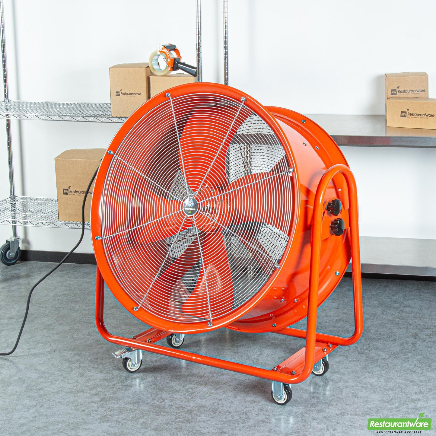 Wholesale Restaurantware Wind Blade Red Portable High Velocity Ventilator Drum Fan - Tilt Head, 3/4 Hp, 9,286 Cfm - 32" - 1 Count Box- Bulk