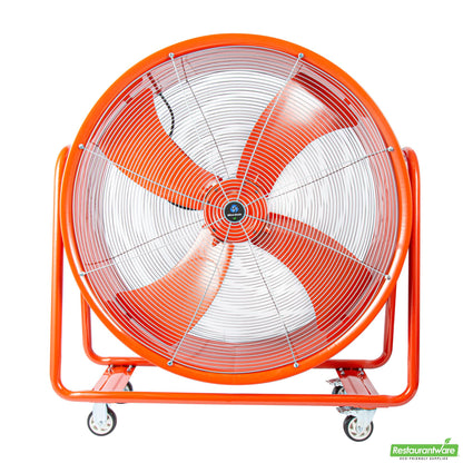 Wholesale Restaurantware Wind Blade Red Portable High Velocity Ventilator Drum Fan - Tilt Head, 1 1/2 Hp, 15,357 Cfm - 42" - 1 Count Box- Bulk