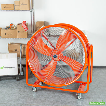 Wholesale Restaurantware Wind Blade Red Portable High Velocity Ventilator Drum Fan - Tilt Head, 1 1/2 Hp, 15,357 Cfm - 42" - 1 Count Box- Bulk