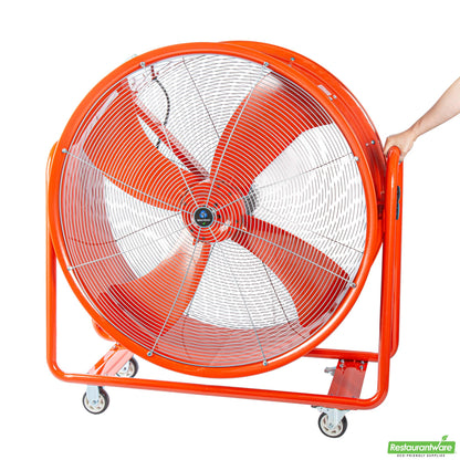 Wholesale Restaurantware Wind Blade Red Portable High Velocity Ventilator Drum Fan - Tilt Head, 1 1/2 Hp, 15,357 Cfm - 42" - 1 Count Box- Bulk