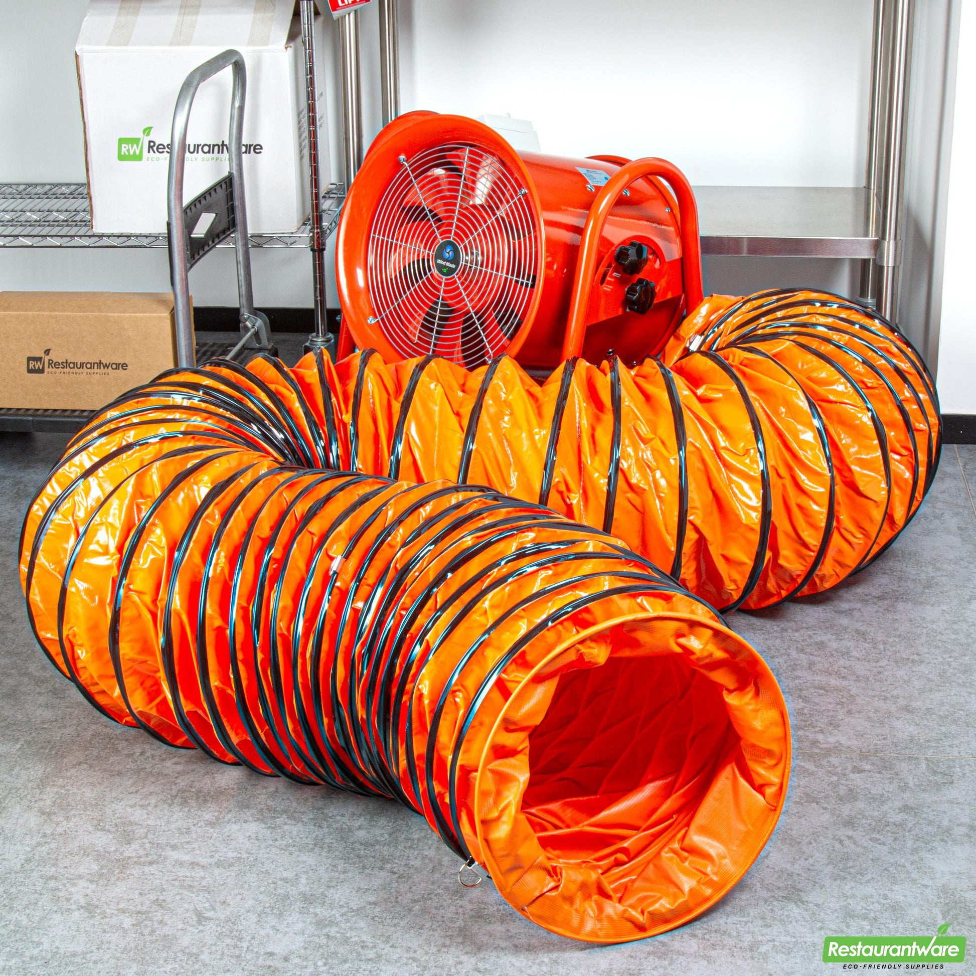 Wholesale Restaurantware Wind Blade Orange Pvc Ventilation Duct Hose - for 16" Ventilator Fan, Insulated, Extra Flexible - 15 3/4" X 25' - 1 Count Box- Bulk