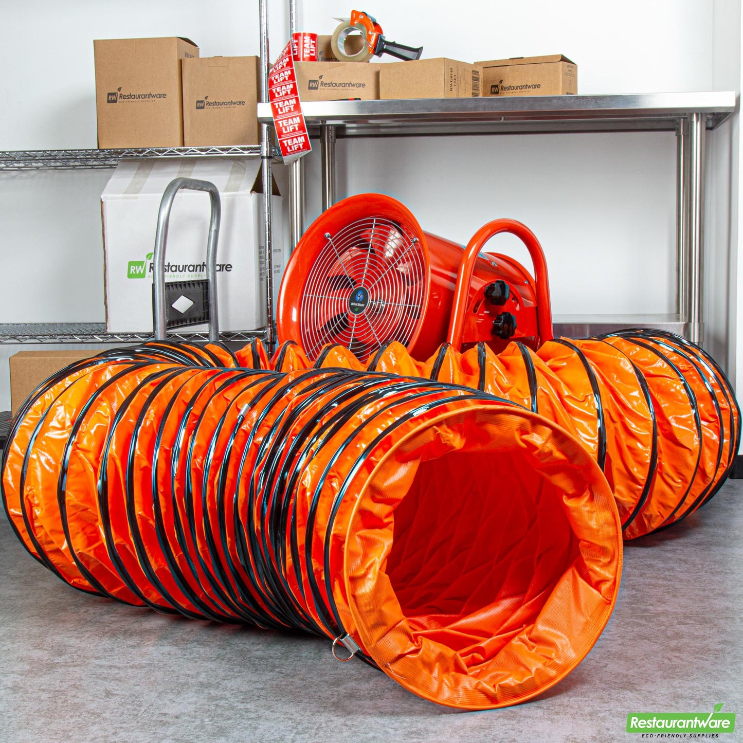 Wholesale Restaurantware Wind Blade Orange Pvc Ventilation Duct Hose - for 16" Ventilator Fan, Insulated, Extra Flexible - 15 3/4" X 25' - 1 Count Box- Bulk