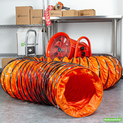 Wholesale Restaurantware Wind Blade Orange Pvc Ventilation Duct Hose - for 16" Ventilator Fan, Insulated, Extra Flexible - 15 3/4" X 25' - 1 Count Box- Bulk