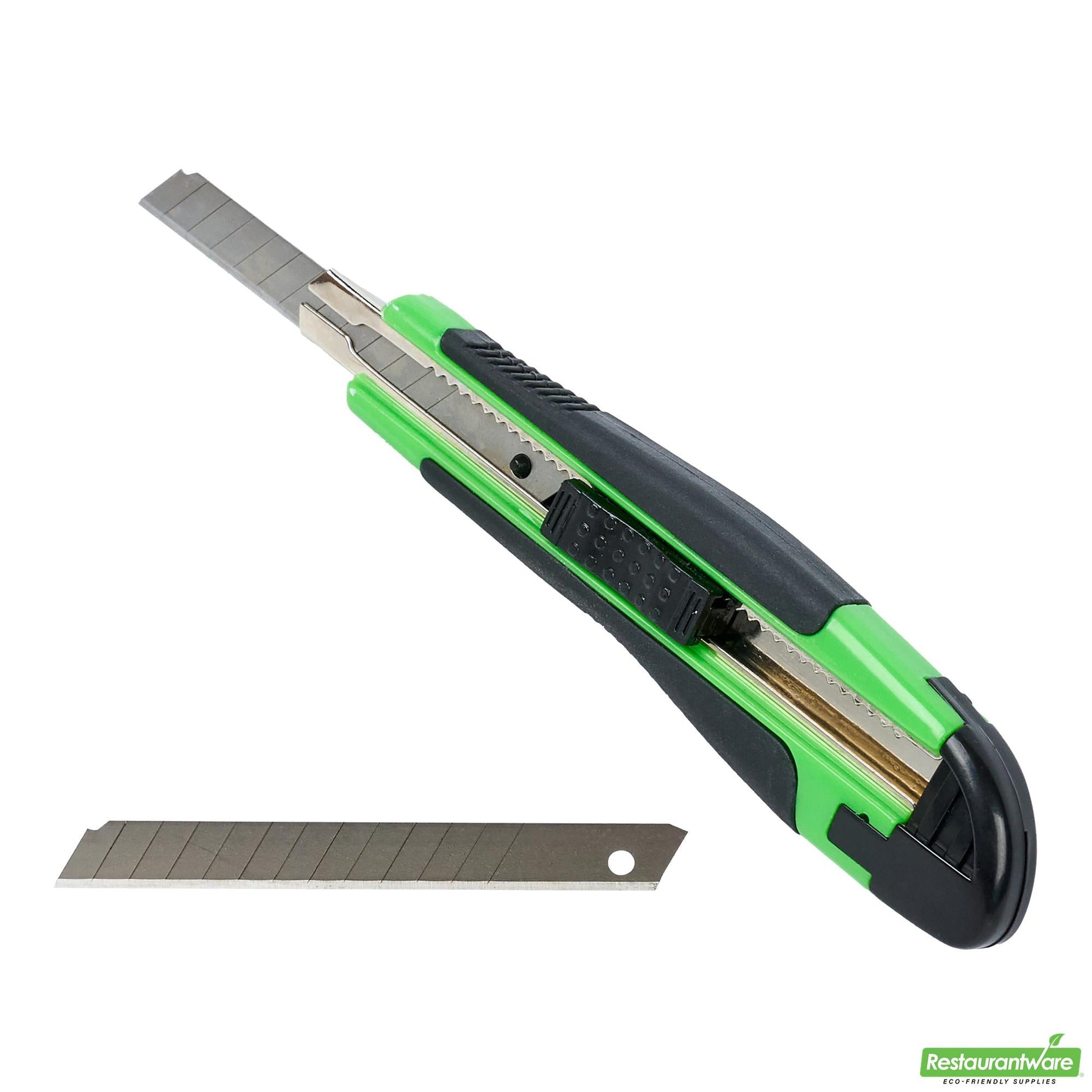 Wholesale Restaurantware Handy Tek Green Snap Off Blade Knife - Anti-Slip Handle - 5 1/4" - 12 Count Box- Bulk
