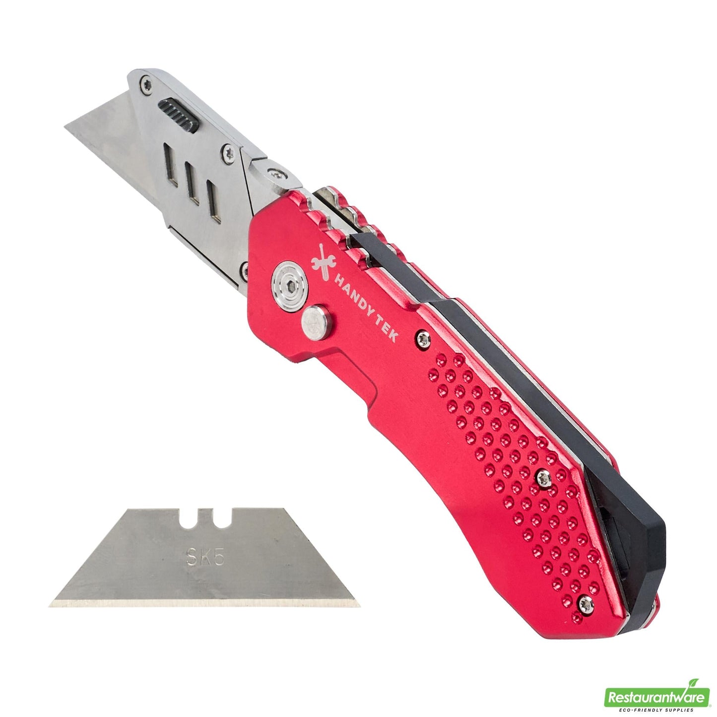 Wholesale Restaurantware Handy Tek Red Folding Utility Knife - Quick Change, Lock Back, Heavy Duty - 6 3/4" - 1 Count Box- Bulk