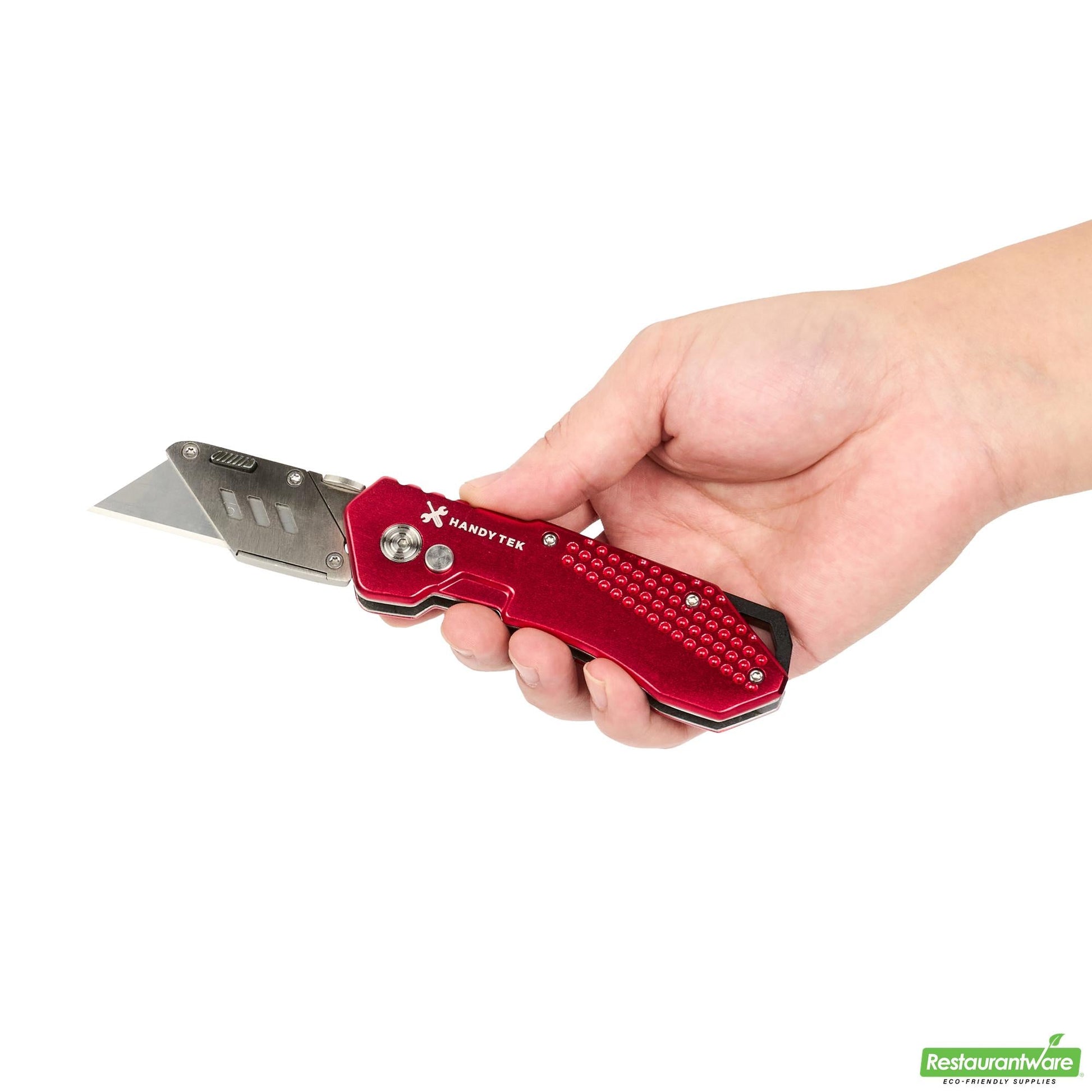 Wholesale Restaurantware Handy Tek Red Folding Utility Knife - Quick Change, Lock Back, Heavy Duty - 6 3/4" - 6 Count Box- Bulk