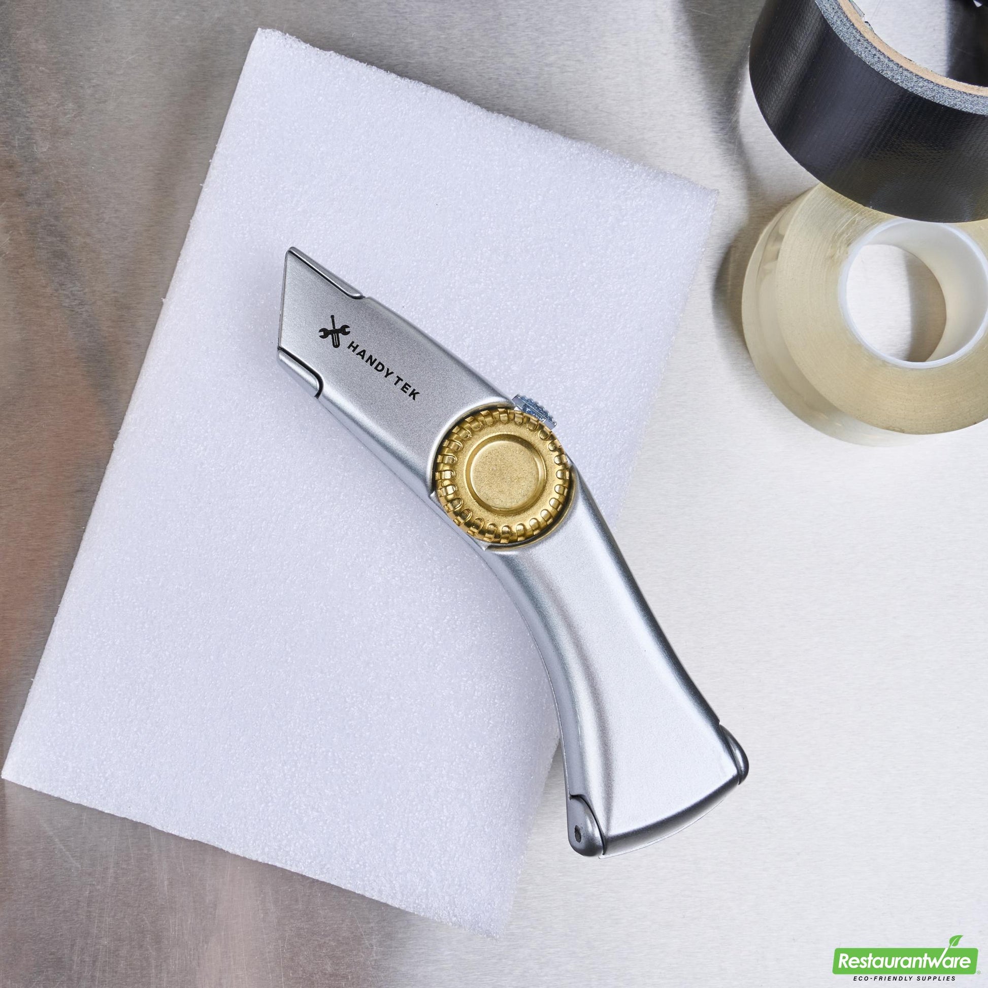 Wholesale Restaurantware Handy Tek Silver Utility Knife - with Blade Lock Wheel, Quick Change, Heavy Duty - 7" - 6 Count Box- Bulk