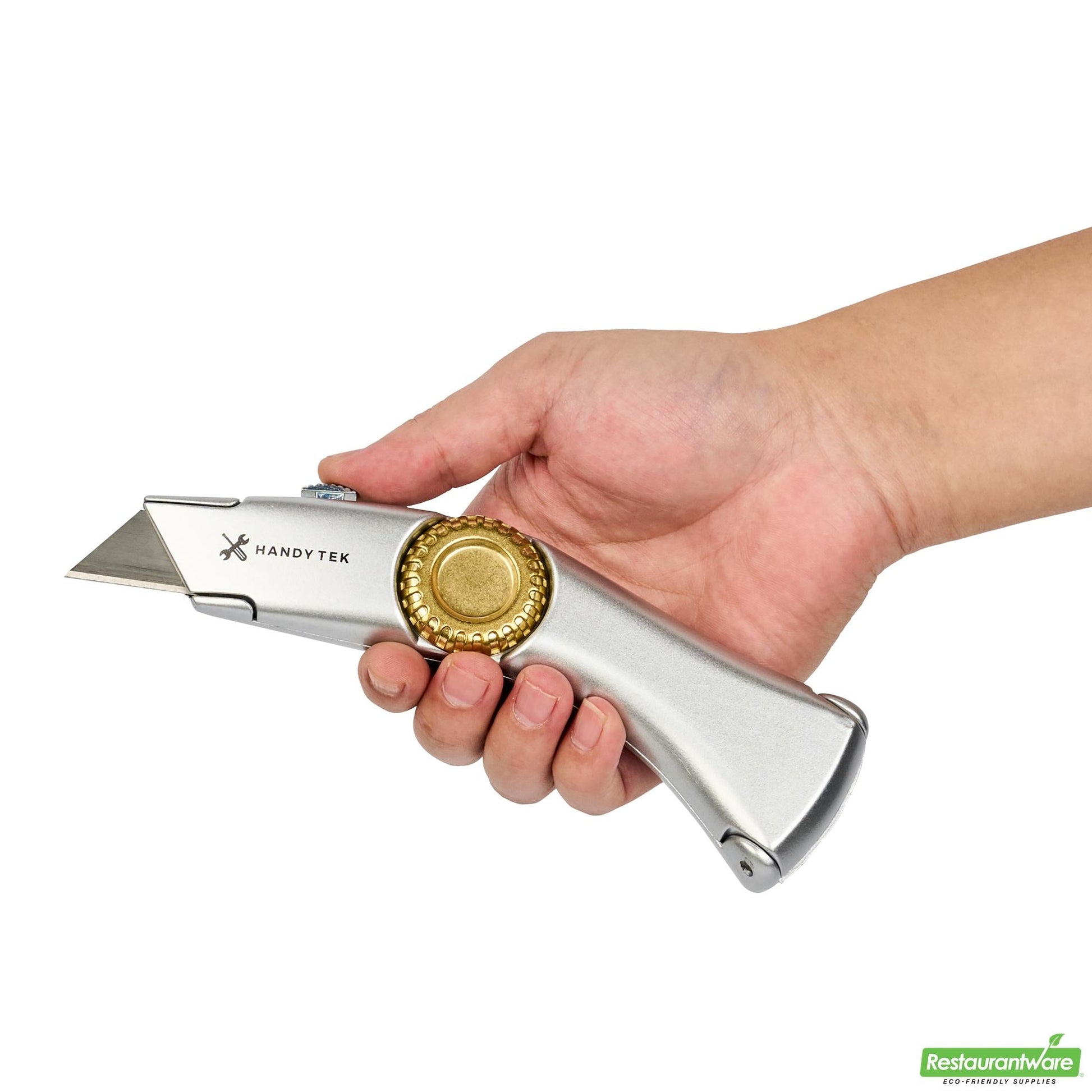 Wholesale Restaurantware Handy Tek Silver Utility Knife - with Blade Lock Wheel, Quick Change, Heavy Duty - 7" - 6 Count Box- Bulk