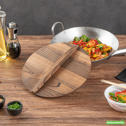 Wholesale Restaurantware Handmade Wood Lid - Fits 12" and 14" Wok- Bulk