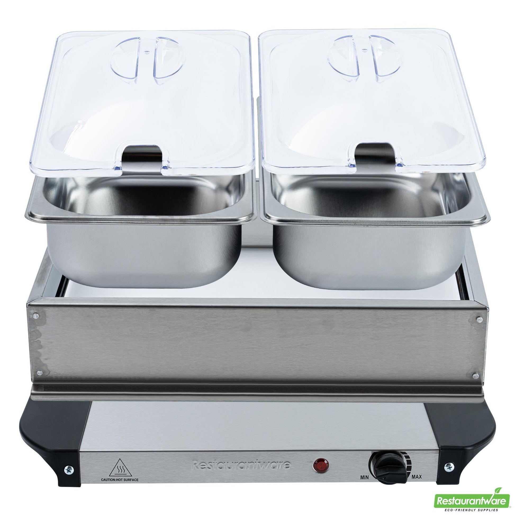 Wholesale Restaurantware Kitchen Tek Stainless Steel Buffet Server and Food Warmer - 120v, with (2) 1.5 Qt Buffet Pans - 1 Count Box- Bulk
