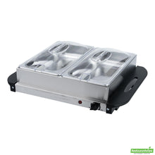 Wholesale Restaurantware Kitchen Tek Stainless Steel Buffet Server and Food Warmer - 120v, with (2) 2.5 Qt Buffet Pans - 1 Count Box- Bulk
