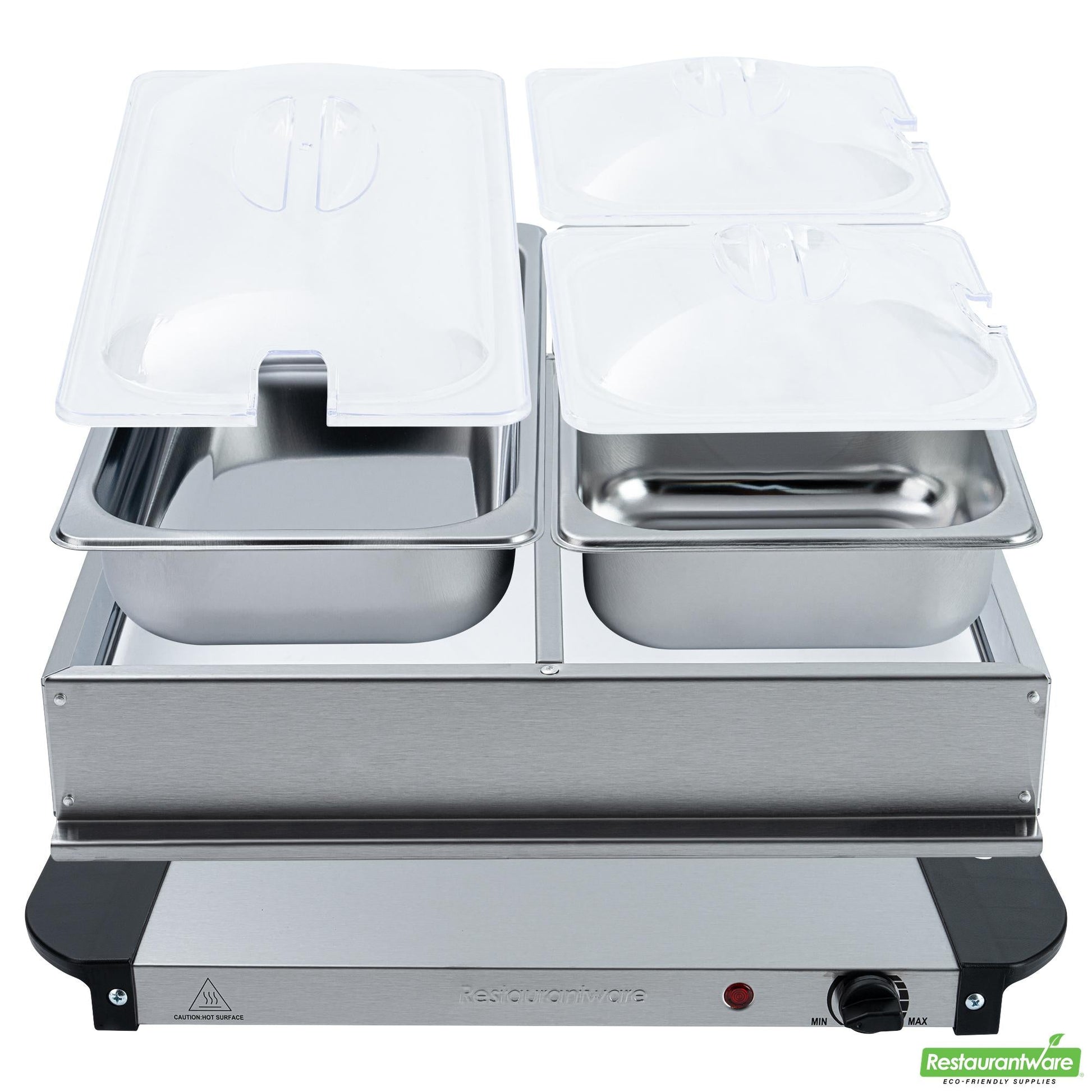 Wholesale Restaurantware Kitchen Tek Stainless Steel Buffet Server and Food Warmer - 120v, with (2) 1 Qt and (1) 2.5 Qt Buffet Pans - 1 Count Box- Bulk