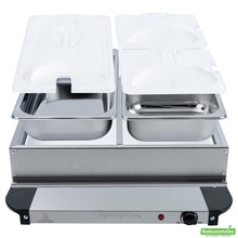 Wholesale Restaurantware Kitchen Tek Stainless Steel Buffet Server and Food Warmer - 120v, with (2) 1 Qt and (1) 2.5 Qt Buffet Pans - 1 Count Box- Bulk