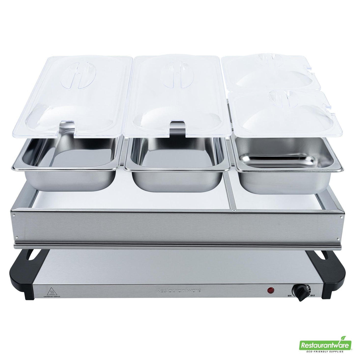 Wholesale Restaurantware Kitchen Tek Stainless Steel Buffet Server and Food Warmer - 120v, with (2) 1 Qt and (2) 2.5 Qt Buffet Pans - 1 Count Box- Bulk