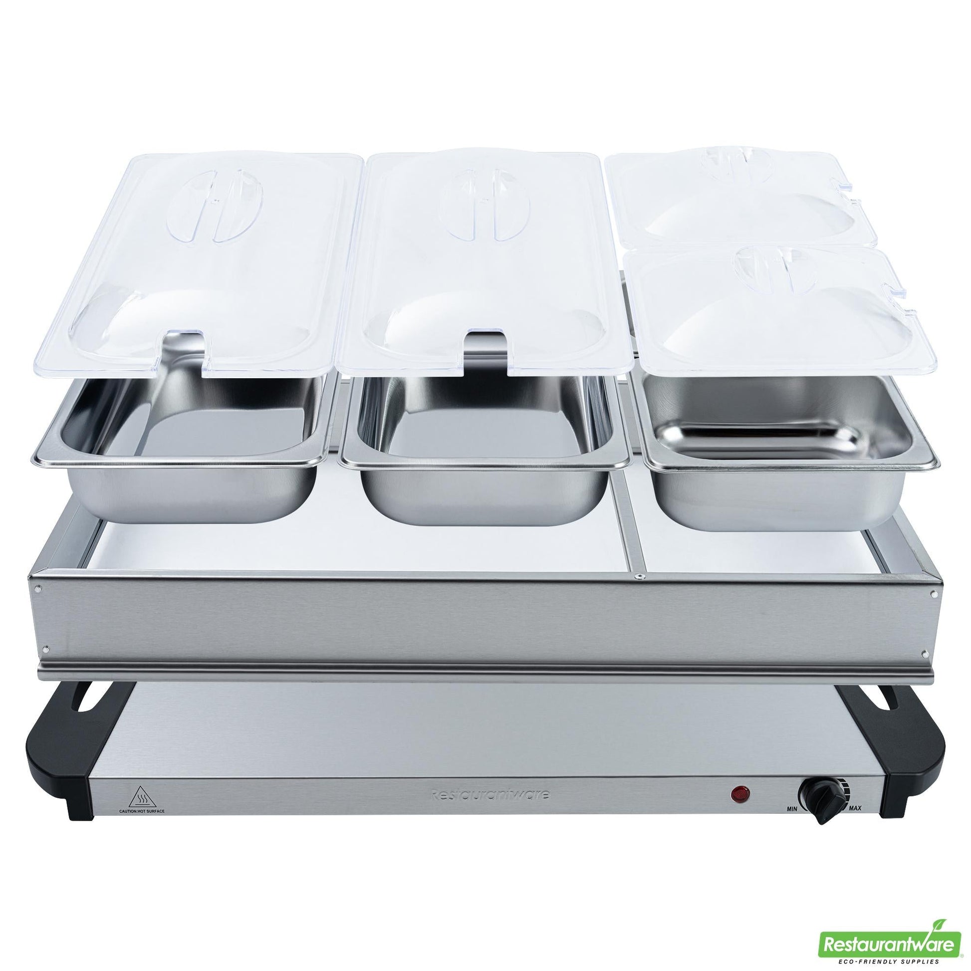 Wholesale Restaurantware Kitchen Tek Stainless Steel Buffet Server and Food Warmer - 120v, with (2) 1 Qt and (2) 2.5 Qt Buffet Pans - 1 Count Box- Bulk