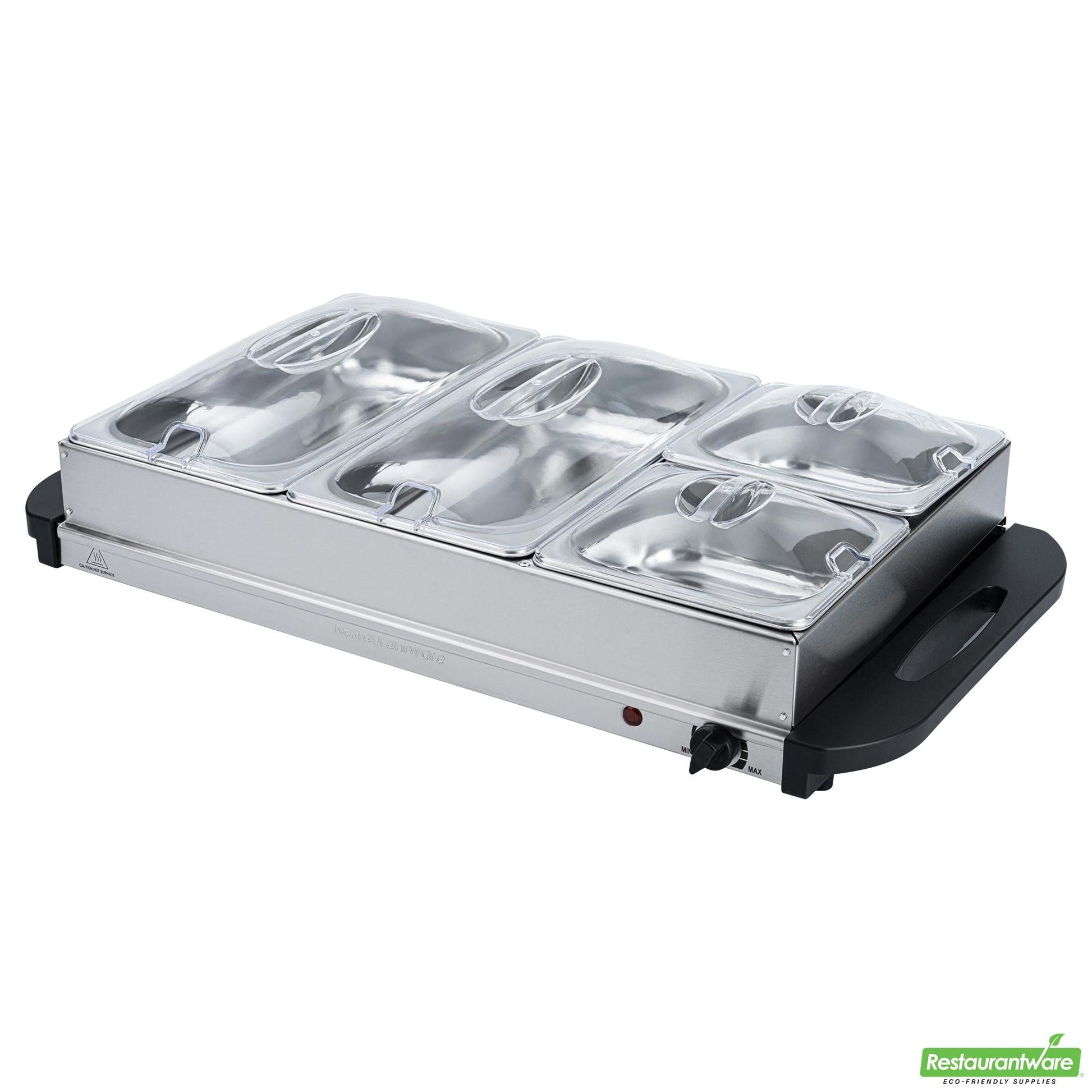 Wholesale Restaurantware Kitchen Tek Stainless Steel Buffet Server and Food Warmer - 120v, with (2) 1 Qt and (2) 2.5 Qt Buffet Pans - 1 Count Box- Bulk