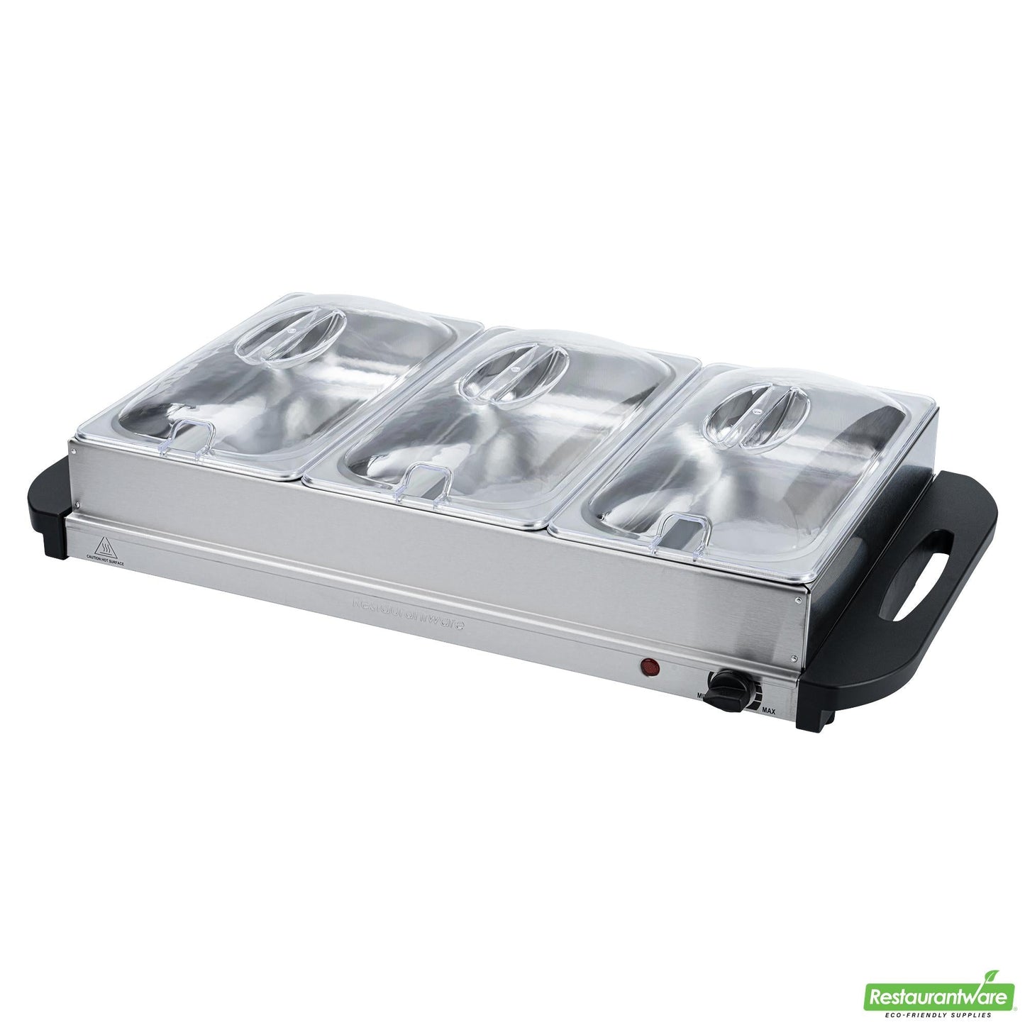 Wholesale Restaurantware Kitchen Tek Stainless Steel Buffet Server and Food Warmer - 120v, with (3) 2.5 Qt Buffet Pans - 1 Count Box- Bulk