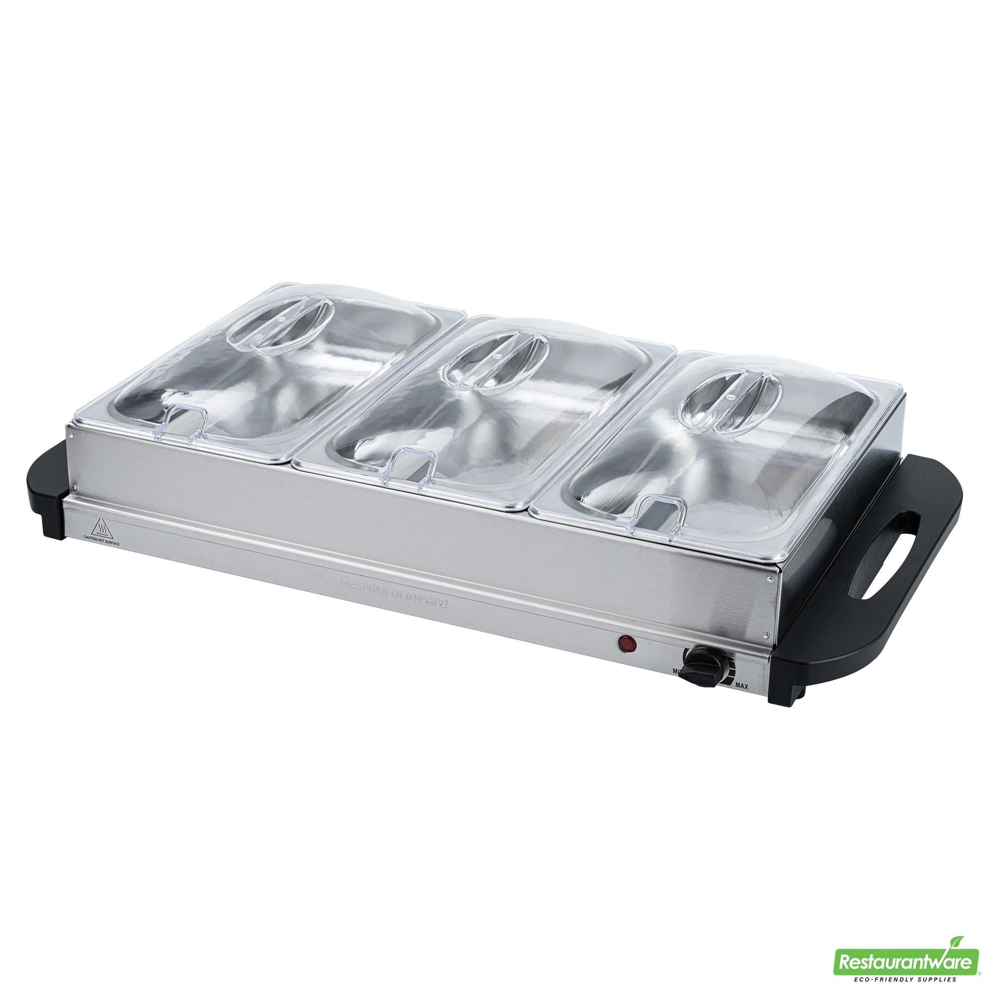 Wholesale Restaurantware Kitchen Tek Stainless Steel Buffet Server and Food Warmer - 120v, with (3) 2.5 Qt Buffet Pans - 1 Count Box- Bulk