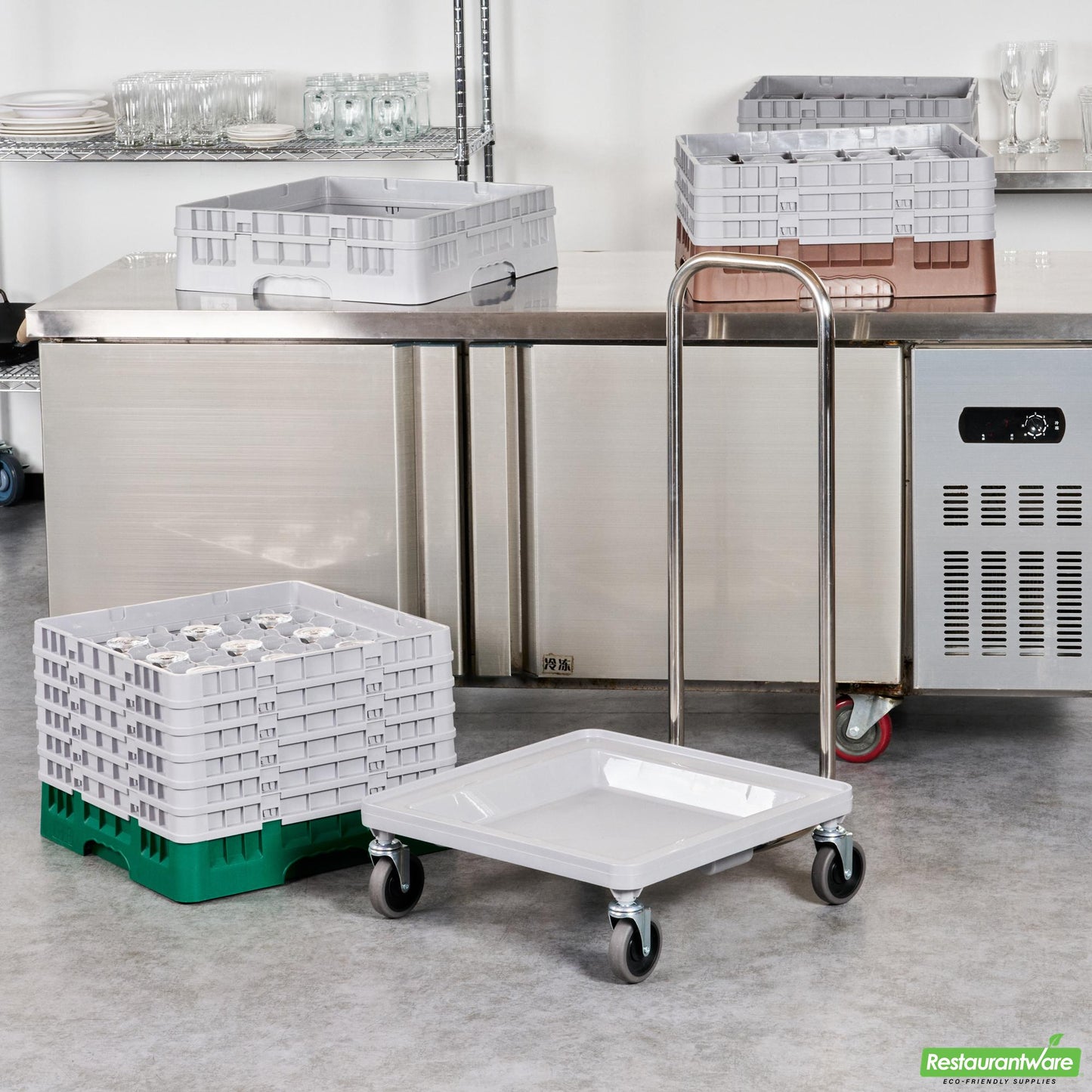 Wholesale Restaurantware Stainless Steel Handle - for Dish Rack and Glass Rack Dolly - 33.1" X 12.6" X 11.8"- Bulk