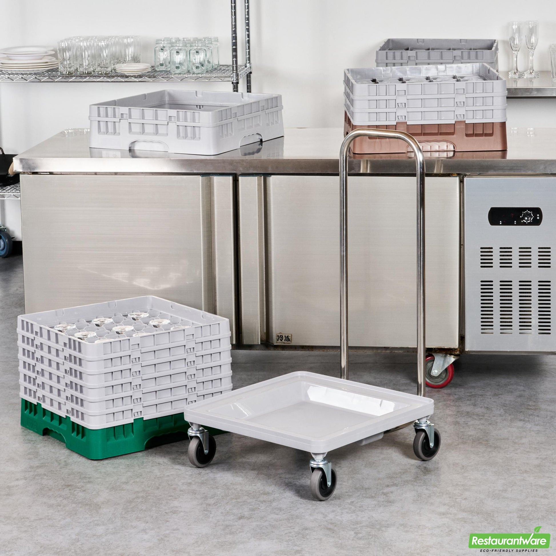 Wholesale Restaurantware Stainless Steel Handle - for Dish Rack and Glass Rack Dolly - 33.1" X 12.6" X 11.8"- Bulk