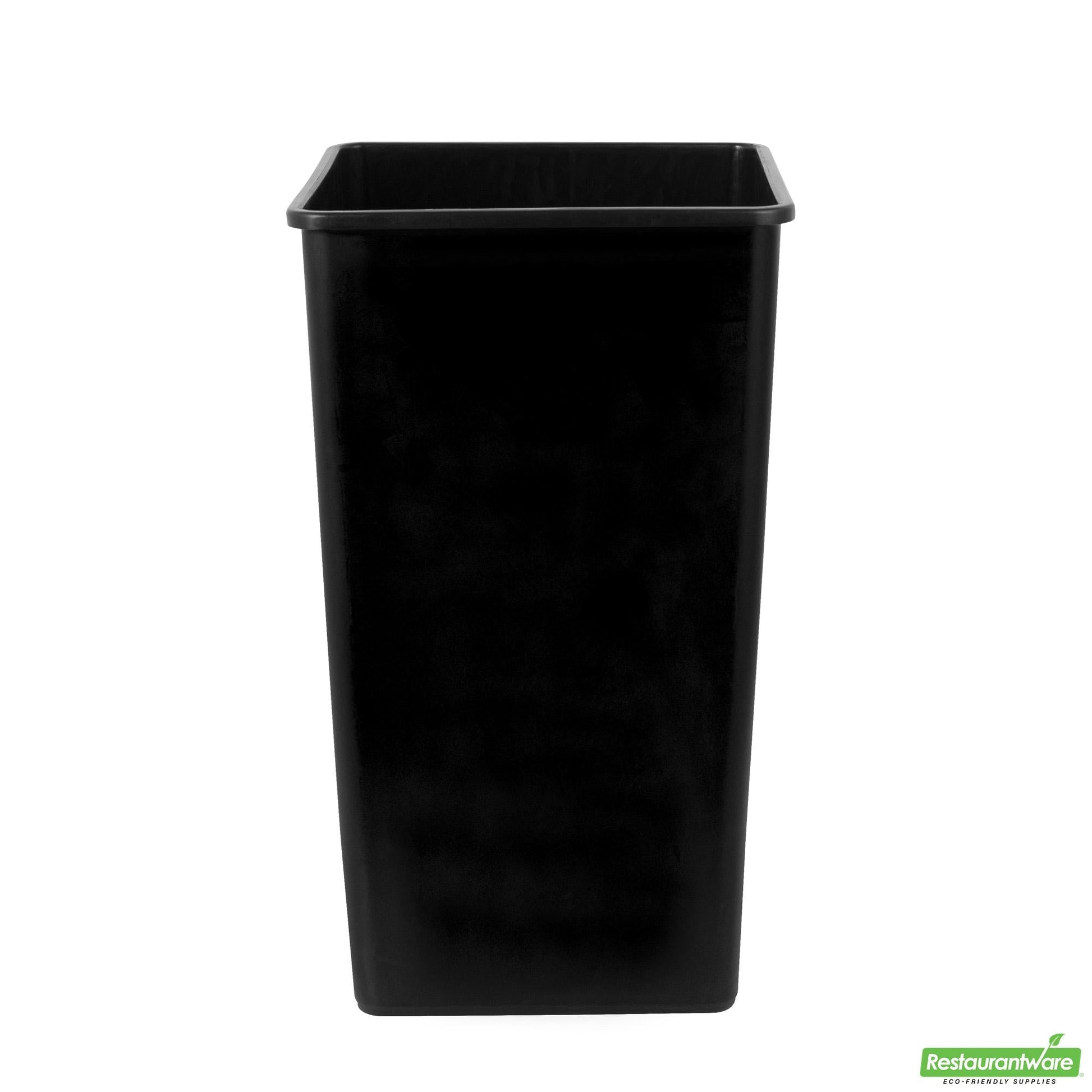 Wholesale Restaurantware Clean Tek Professional 50 Gal Square Black Plastic Trash Can - 19 1/2" X 19 1/2" X 34 1/4" - 1 Count Box- Bulk
