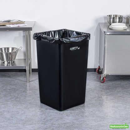 Wholesale Restaurantware Clean Tek Professional 50 Gal Square Black Plastic Trash Can - 19 1/2" X 19 1/2" X 34 1/4" - 1 Count Box- Bulk