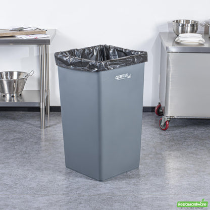 Wholesale Restaurantware Clean Tek Professional 50 Gal Square Gray Plastic Trash Can - 19 1/2" X 19 1/2" X 34 1/4" - 1 Count Box- Bulk