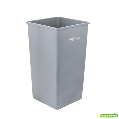 Wholesale Restaurantware Clean Tek Professional 50 Gal Square Gray Plastic Trash Can - 19 1/2" X 19 1/2" X 34 1/4" - 1 Count Box- Bulk