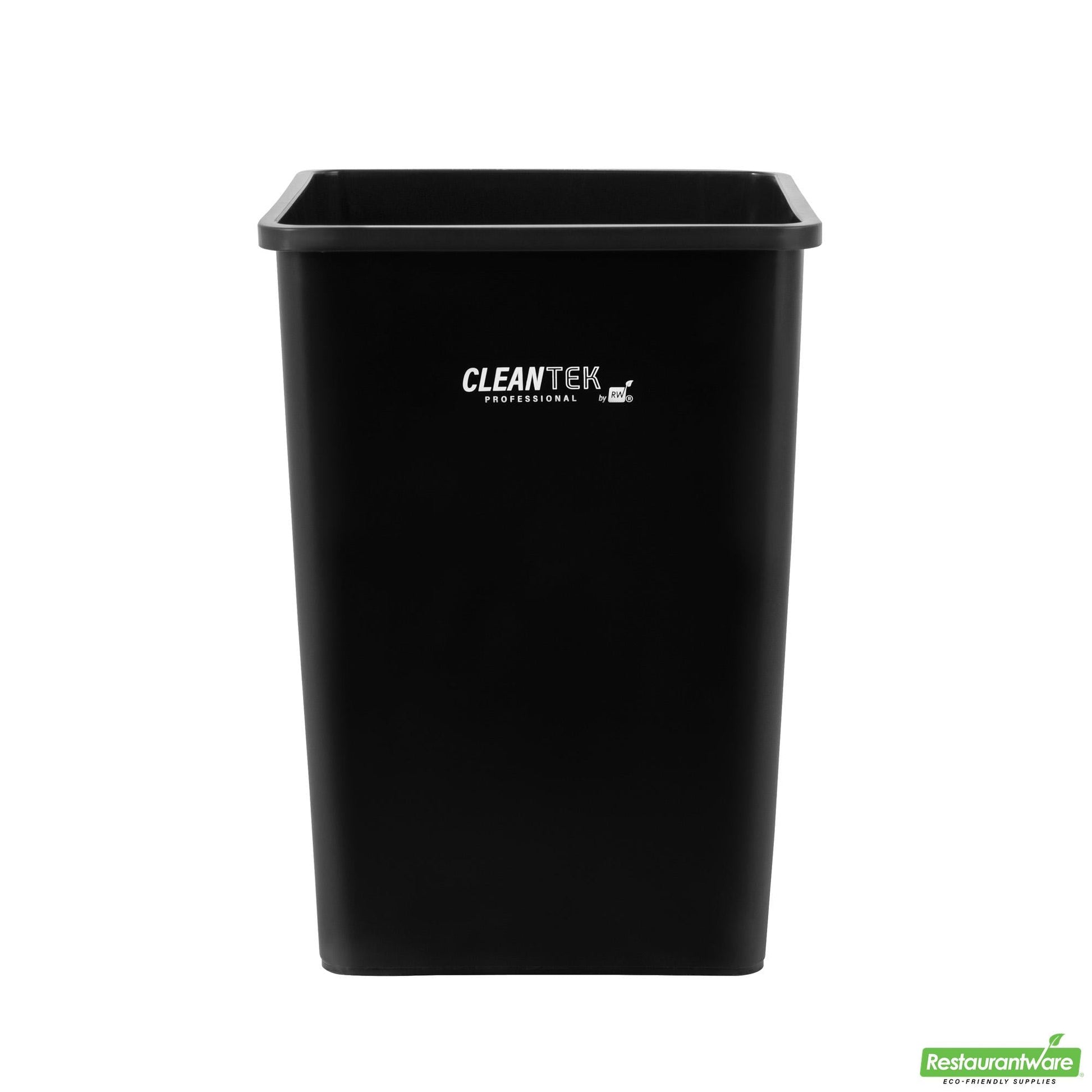 Wholesale Restaurantware Clean Tek Professional 35 Gal Square Black Plastic Trash Can - 19 1/2" X 19 1/2" X 27 3/4" - 1 Count Box- Bulk