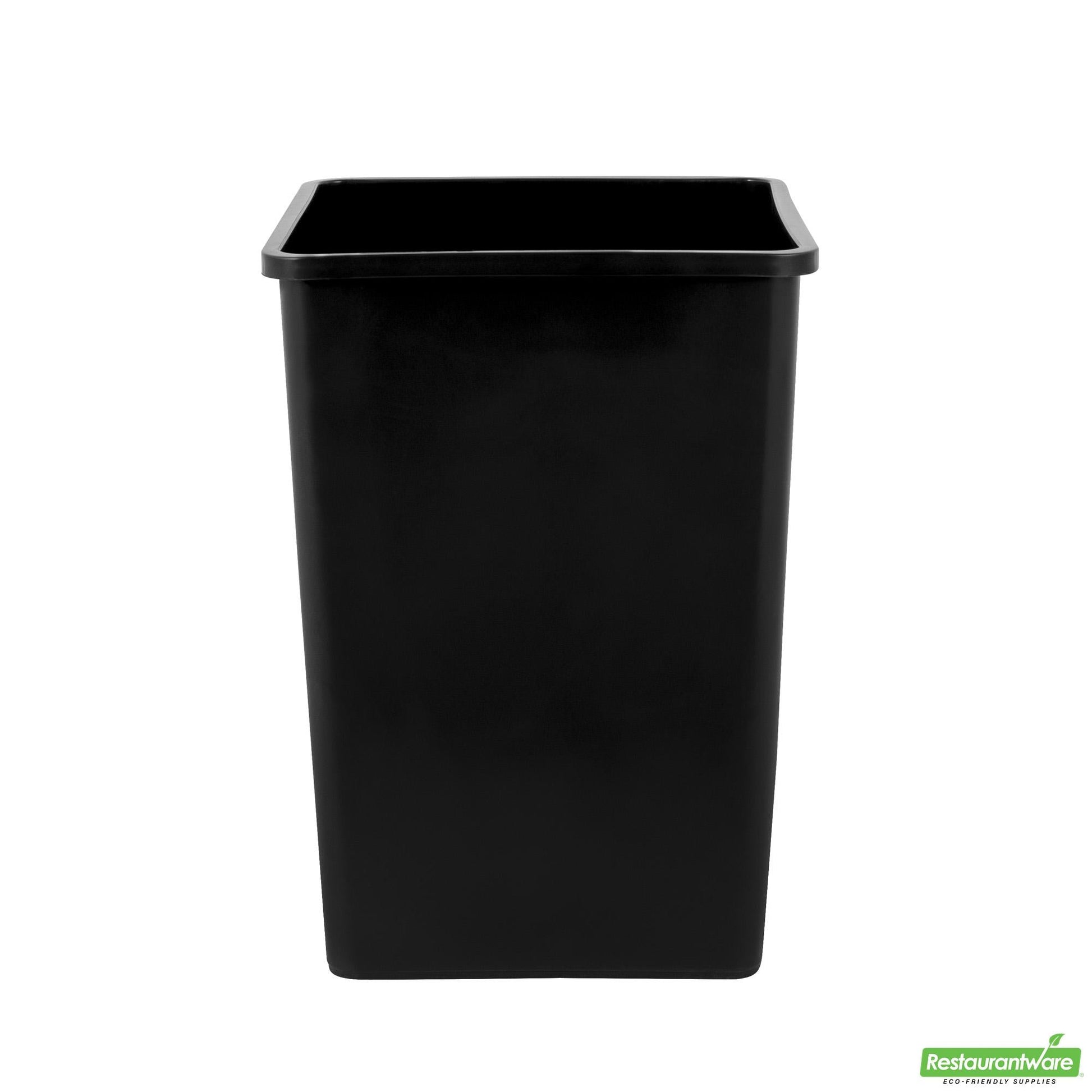 Wholesale Restaurantware Clean Tek Professional 35 Gal Square Black Plastic Trash Can - 19 1/2" X 19 1/2" X 27 3/4" - 1 Count Box- Bulk
