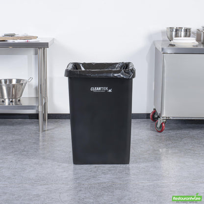Wholesale Restaurantware Clean Tek Professional 35 Gal Square Black Plastic Trash Can - 19 1/2" X 19 1/2" X 27 3/4" - 1 Count Box- Bulk