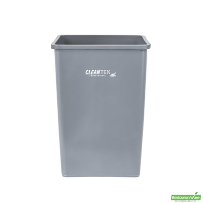Wholesale Restaurantware Clean Tek Professional 35 Gal Square Gray Plastic Trash Can - 19 1/2" X 19 1/2" X 27 3/4" - 1 Count Box- Bulk
