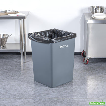 Wholesale Restaurantware Clean Tek Professional 35 Gal Square Gray Plastic Trash Can - 19 1/2" X 19 1/2" X 27 3/4" - 1 Count Box- Bulk