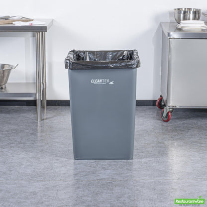 Wholesale Restaurantware Clean Tek Professional 35 Gal Square Gray Plastic Trash Can - 19 1/2" X 19 1/2" X 27 3/4" - 1 Count Box- Bulk