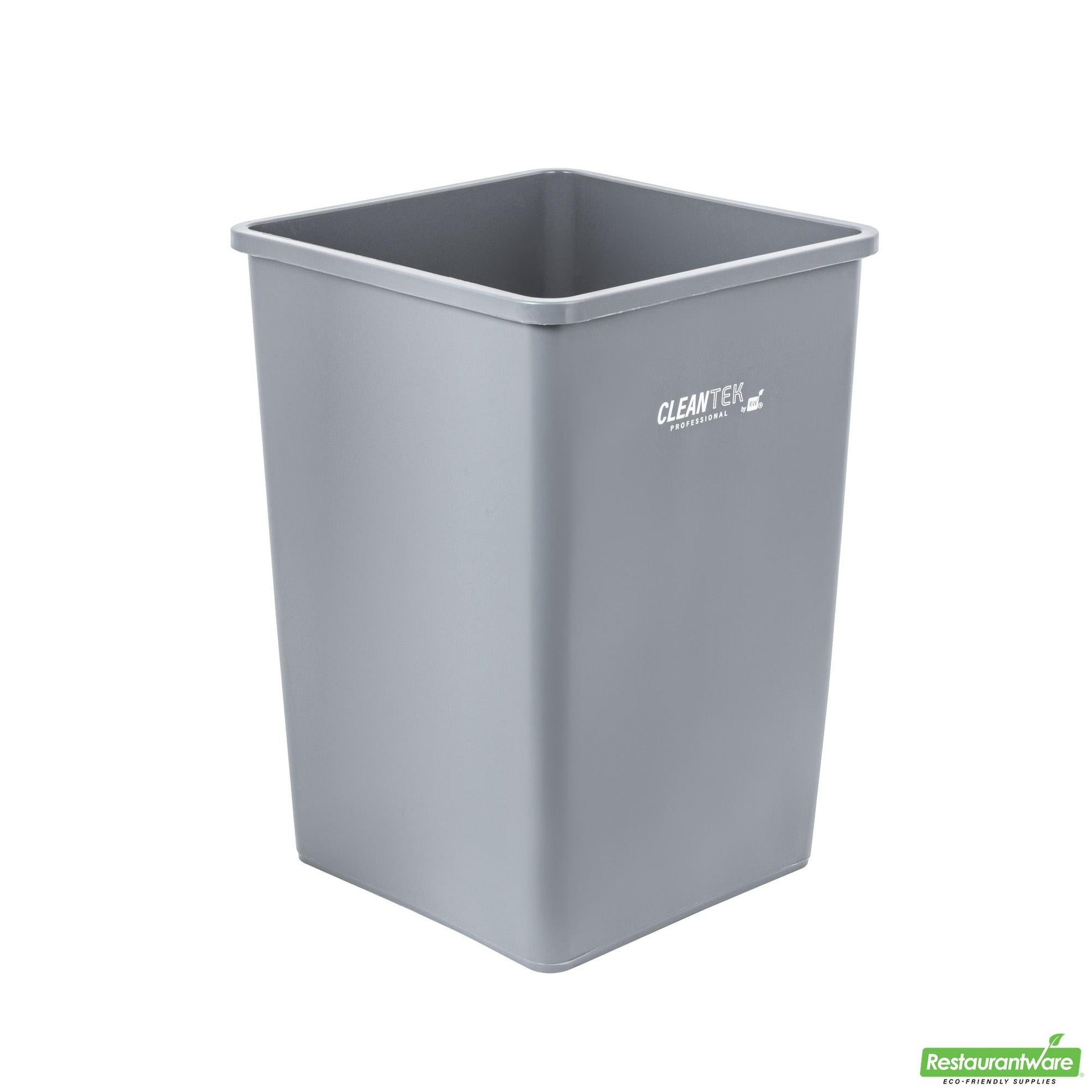 Wholesale Restaurantware Clean Tek Professional 35 Gal Square Gray Plastic Trash Can - 19 1/2" X 19 1/2" X 27 3/4" - 1 Count Box- Bulk