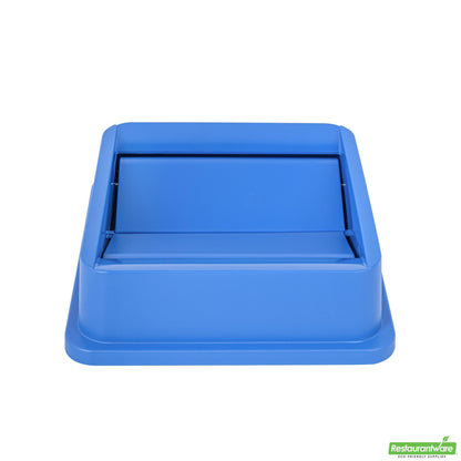 Wholesale Restaurantware Clean Tek Professional Square Blue Plastic Swing Lid - Fits 35 / 50 Gal Square Recycling Bin - 1 Count Box- Bulk