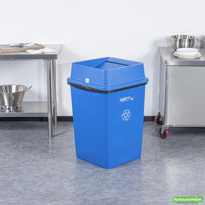 Wholesale Restaurantware Clean Tek Professional Square Blue Plastic Swing Lid - Fits 35 / 50 Gal Square Recycling Bin - 1 Count Box- Bulk