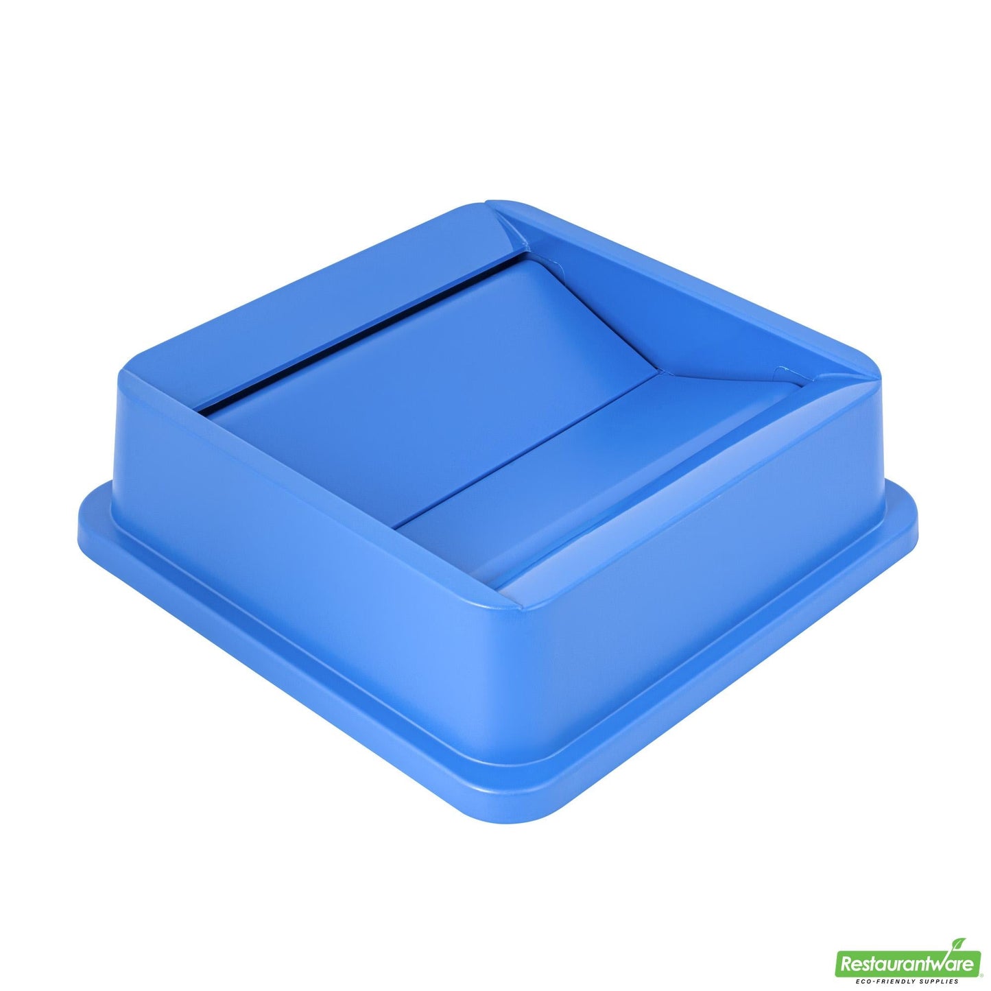 Wholesale Restaurantware Clean Tek Professional Square Blue Plastic Swing Lid - Fits 35 / 50 Gal Square Recycling Bin - 1 Count Box- Bulk