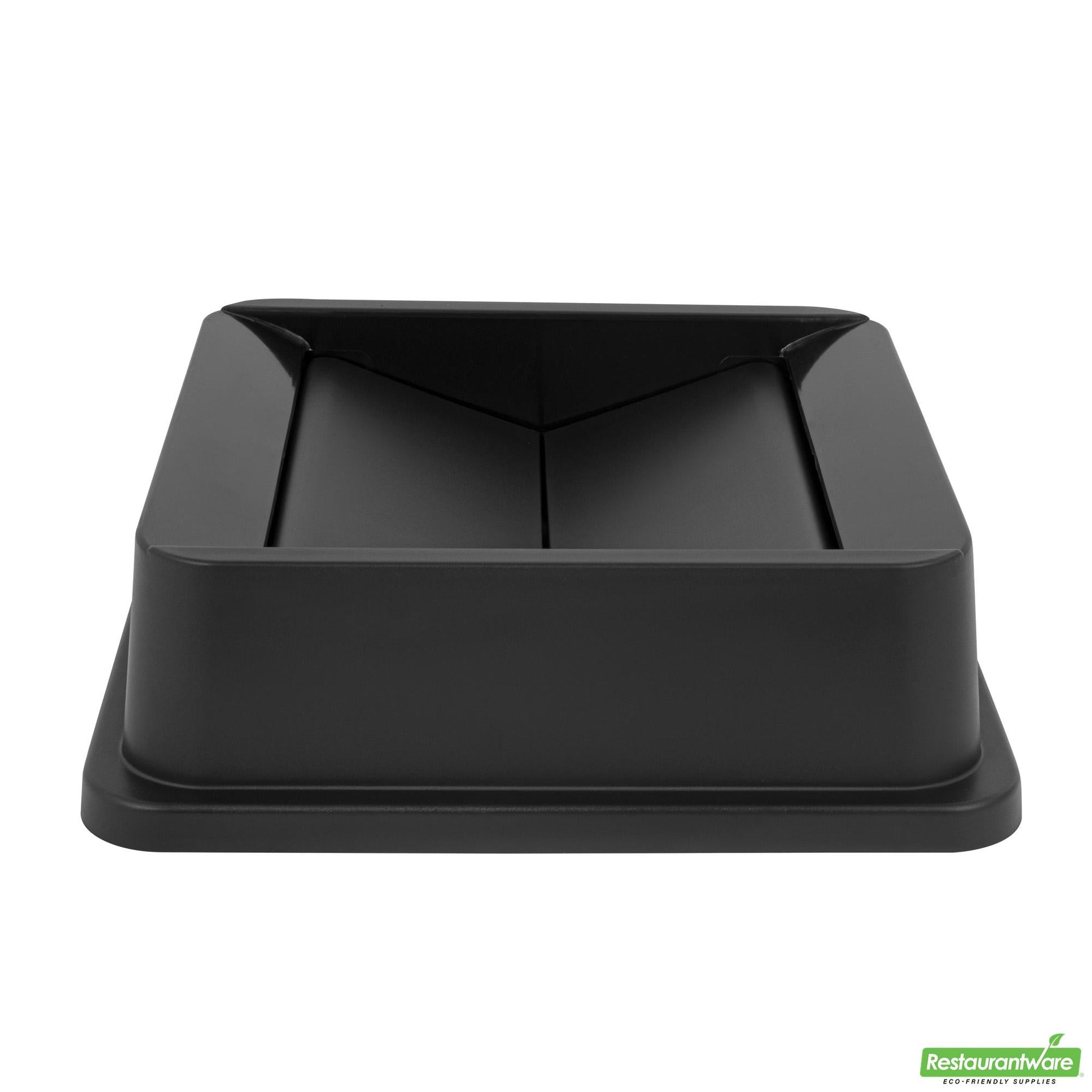Wholesale Restaurantware Clean Tek Professional Square Black Plastic Swing Lid - Fits 35 / 50 Gal Square Trash Can - 1 Count Box- Bulk
