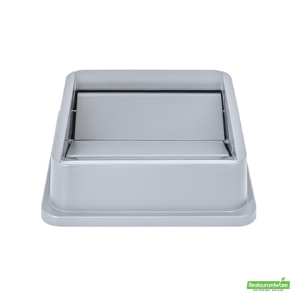 Wholesale Restaurantware Clean Tek Professional Square Gray Plastic Swing Lid - Fits 35 / 50 Gal Square Trash Can - 1 Count Box- Bulk