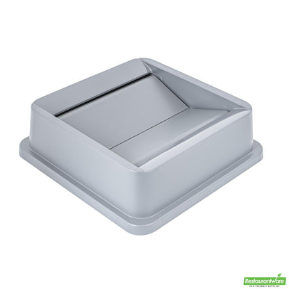 Wholesale Restaurantware Clean Tek Professional Square Gray Plastic Swing Lid - Fits 35 / 50 Gal Square Trash Can - 1 Count Box- Bulk