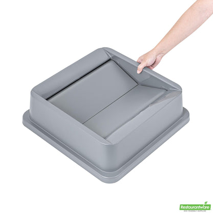 Wholesale Restaurantware Clean Tek Professional Square Gray Plastic Swing Lid - Fits 35 / 50 Gal Square Trash Can - 1 Count Box- Bulk
