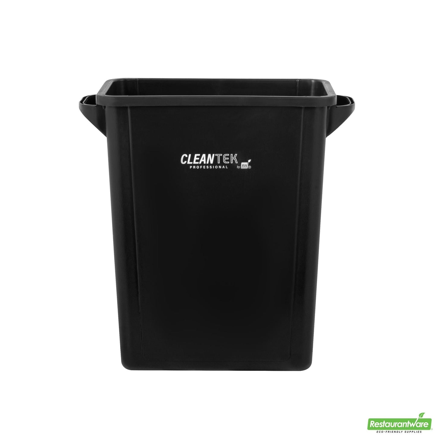 Wholesale Restaurantware Clean Tek Professional 15 Gal Rectangle Black Plastic Slim Trash Can - with Handles - 24" X 10 3/4" X 24 3/4" - 1 Count Box- Bulk