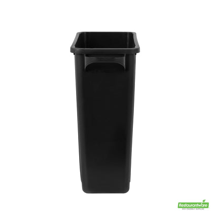 Wholesale Restaurantware Clean Tek Professional 15 Gal Rectangle Black Plastic Slim Trash Can - with Handles - 24" X 10 3/4" X 24 3/4" - 1 Count Box- Bulk