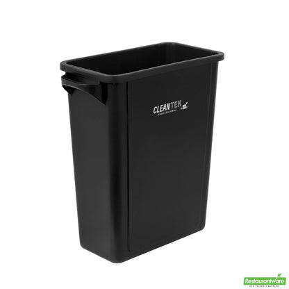Wholesale Restaurantware Clean Tek Professional 15 Gal Rectangle Black Plastic Slim Trash Can - with Handles - 24" X 10 3/4" X 24 3/4" - 1 Count Box- Bulk