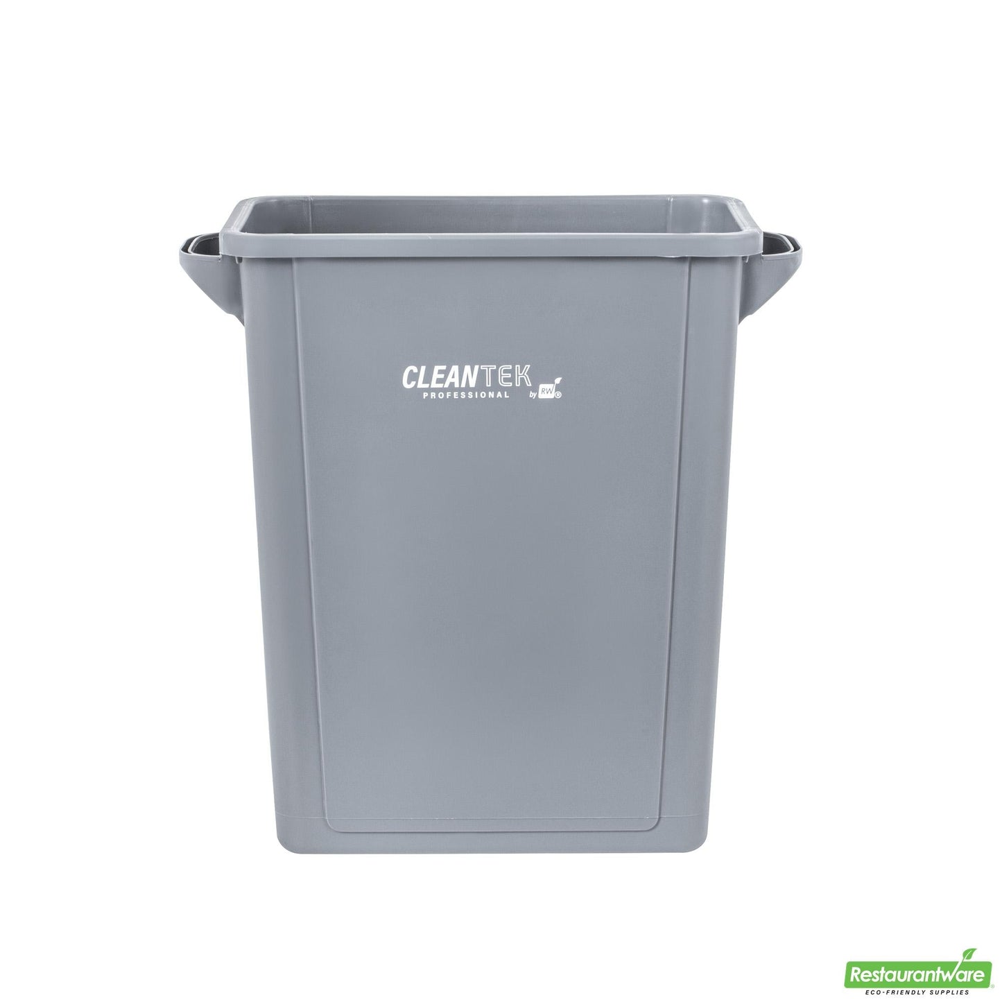 Wholesale Restaurantware Clean Tek Professional 15 Gal Rectangle Gray Plastic Slim Trash Can - with Handles - 24" X 10 3/4" X 24 3/4" - 1 Count Box- Bulk