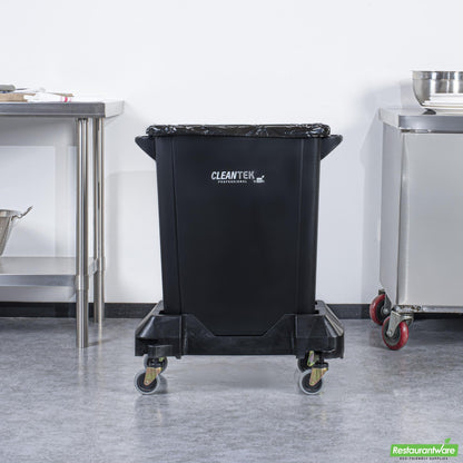 Wholesale Restaurantware Clean Tek Professional Black Trainable Dolly - Fits 15 / 23 Gal Slim Trash Can - 1 Count Box- Bulk